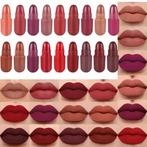 [18 Colors Matte Lipstick] Myho Matte Liquid Lipstick, 18 Colors, Long-Lasting Waterproof Lip Gloss, Non-Stick Cup Lip Glaze, Velvet Matte Lip Color, All Light Beige Types, Adult Makeup, Beauty Product, Sleek Packaging, Highquality Finish, Matte Lipstick