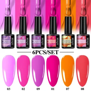 8 Colors Glitter Sequins Gel Nail Polish, Sparkle Shiny Blue Red Green Nail Gel for Christmas, Glitter Snow Nail Art Manicure Varnish Autumn Winter
