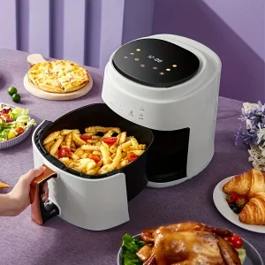 Plum Chef Compact Air Fryer Toaster Oven 11QT, 2 Slice Toast | Countertop Oven, Warm, Broil, Toast, Bake, Air Fry, Oil-Free, 60-Minute Timer, 1000W, Black, Stainless Steel Material