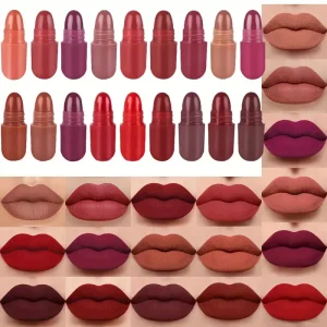 2-in-1 Matte Red & Nude Lipstick - Moisturizing Waterproof Long-Lasting Lip Balm with Non-Stick Cup, Hydrating Formula for All Light Beige Types, Day to Night Wear, Lip Moisturizer, Glossy Finish, Smooth Application, Beauty Enthusiasts