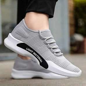 Men's Breathable Mesh Sneakers, Lightweight Low-Top Lace-Up Shoes with Cushioned EVA Sole, for Teens, All-Season Gym Hiking Casual Shoes, in Orange