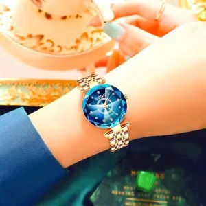 JSDUN Women'S Automatic Mechanical Watch - Elegant Roman Numeral with Luminous Hands, Stainless Steel & Ceramic Case, Dual Day/Date Calendar, Chronograph, High Quality 1181.1inch - Luxury Dress Watch for Women, No Battery/Easy Maintenance