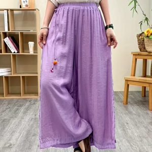 3pcs Set Women'S Comfortable Fashionable Elegant High-Waist Wide-Leg Pants | Casual Solid Color, Asymmetrical Detail, All-Season Wear