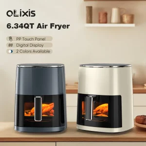 6QT Air Fryer with 8 Preset Functions | Visible Window, Adjustable Temperature Timer, Easy to Clean, Perfect for Home Kitchens, Makes Crispy Fries, Chicken & More, Ideal Christmas Gift, 1550W Power