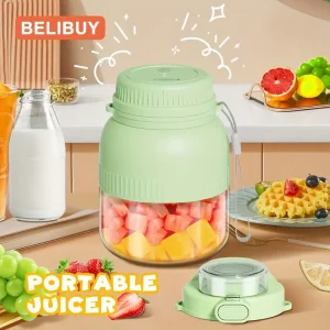 Three color options, rechargeable multifunctional juicer, 1500mAh battery, 21.98oz capacity, 20-blade system, 21000 RPM. Suitable for smoothies, milkshakes, and fruit juice; easy to clean with home or outdoor use