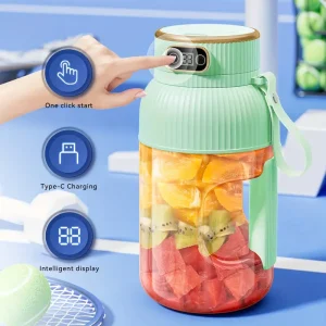 Portable Blender Cup, Electric USB Juicer Blender, Portable Juicer for Shakes And Smoothies, Juice, 12.85oz, Six Blades Great for Mixing