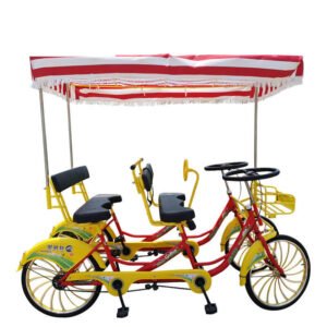 Hot Sale Popular 4 Wheel tandem Bicycle/surrey Sightseeing Bike for 4 Person/hand Brake Surrey Bike with High Quality